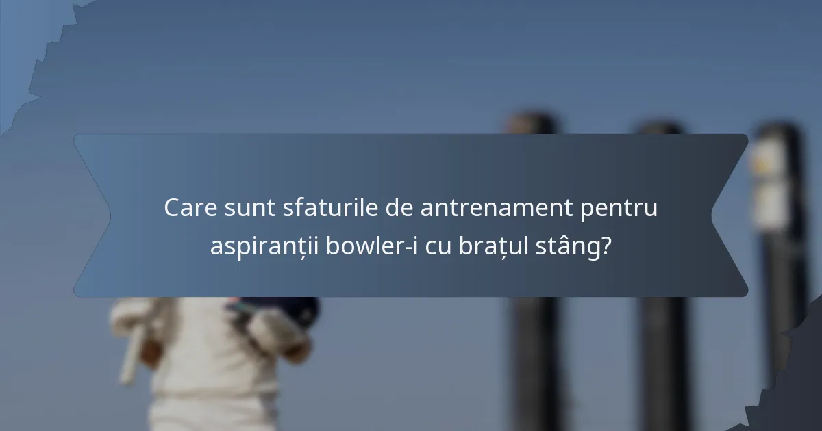 Care sunt sfaturile de antrenament pentru aspiranții bowler-i cu brațul stâng?