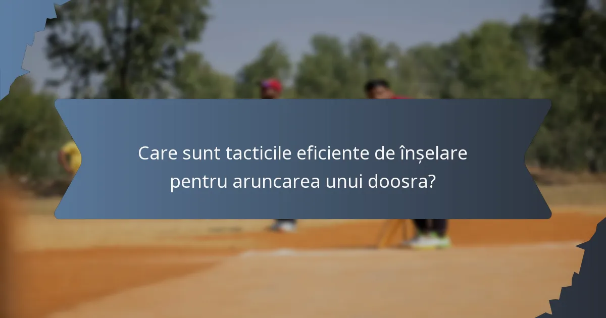 Care sunt tacticile eficiente de înșelare pentru aruncarea unui doosra?