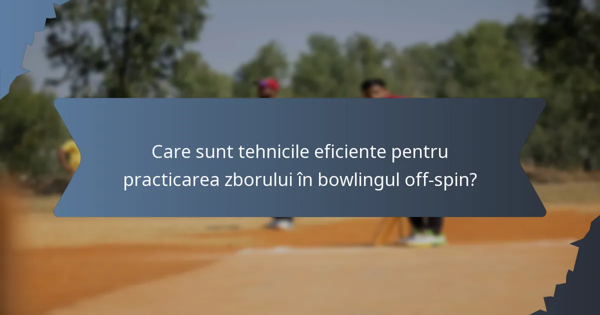 Care sunt tehnicile eficiente pentru practicarea zborului în bowlingul off-spin?