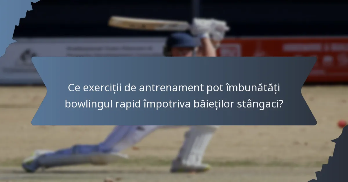 Ce exerciții de antrenament pot îmbunătăți bowlingul rapid împotriva băieților stângaci?