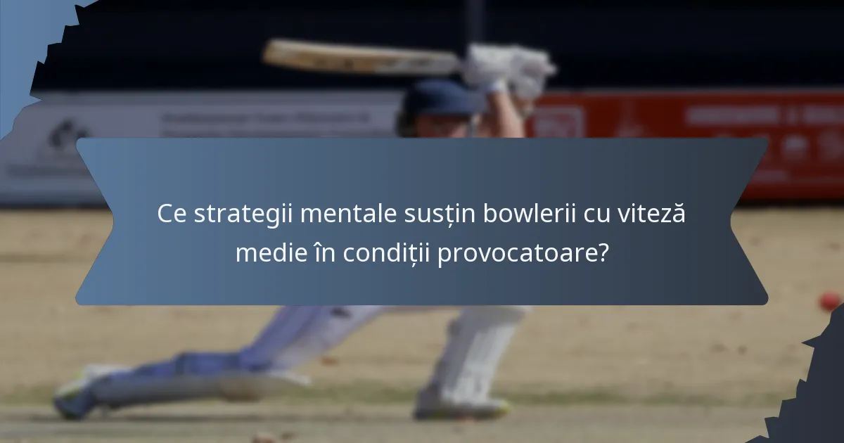 Ce strategii mentale susțin bowlerii cu viteză medie în condiții provocatoare?