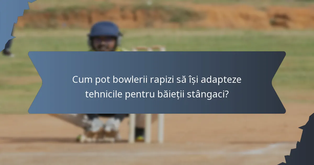 Cum pot bowlerii rapizi să își adapteze tehnicile pentru băieții stângaci?
