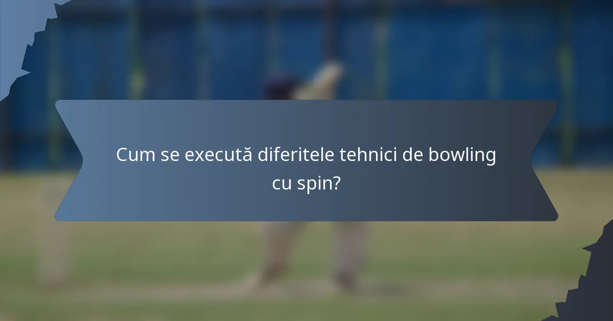 Cum se execută diferitele tehnici de bowling cu spin?