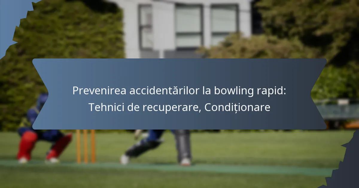 Prevenirea accidentărilor la bowling rapid: Tehnici de recuperare, Condiționare
