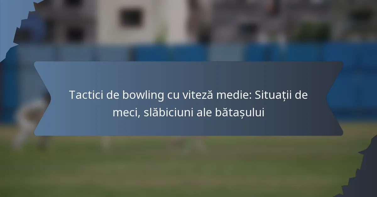 Tactici de bowling cu viteză medie: Situații de meci, slăbiciuni ale bătașului