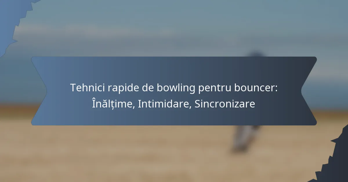 Tehnici rapide de bowling pentru bouncer: Înălțime, Intimidare, Sincronizare